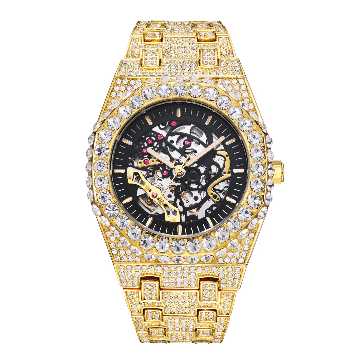 Luxury Full Diamond Skeleton Mechanical Watch – Hip Hop Party Edition